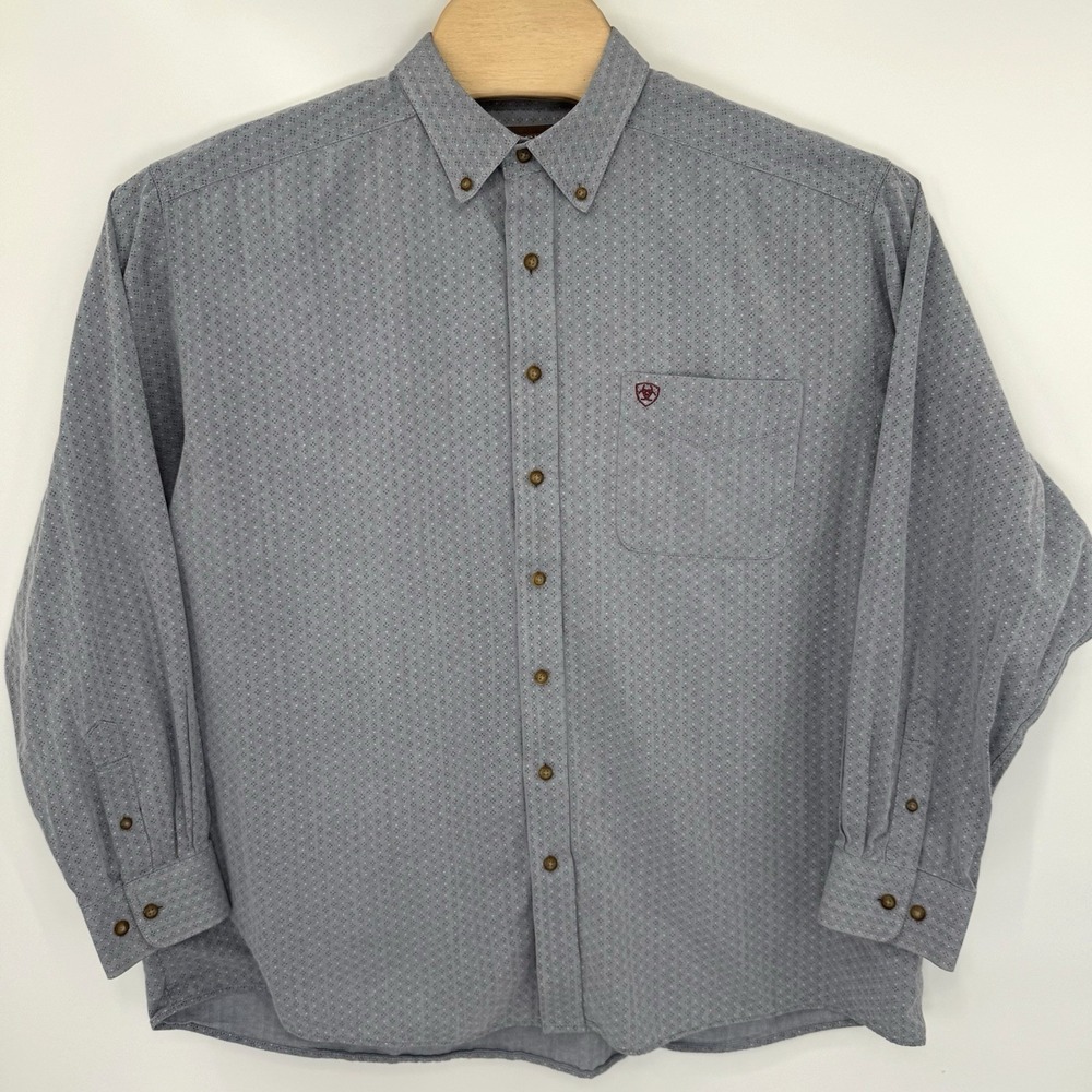 Ariat Gray Patterned Button Down Shirt - image 2